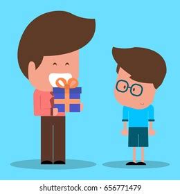 Son Giving Present His Father Father Stock Vector Royalty Free