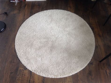 130cm Beige Shaggy Round Rug Adum Ikea Fantastic Condition In