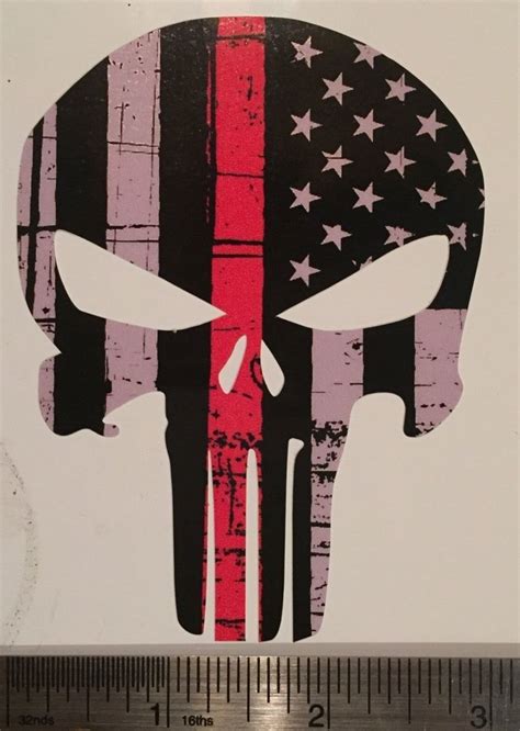 Punisher Skull American Flag Firefighter Thin Red Line Decal Etsy
