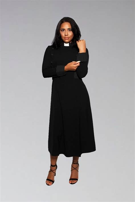 Womens Clergy Dresss Black With Black Designer Buttons Suit Avenue