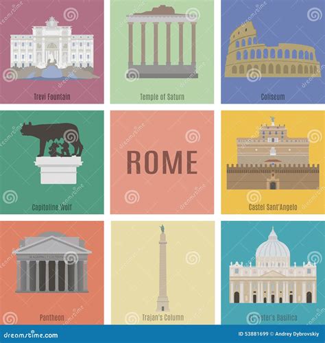 Symboles De Rome Illustration De Vecteur Illustration Du Fontaine