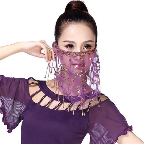 Hot Sale Women S Belly Dance Tribal Mysterious Face Veil With Halloween Costume Accessory With