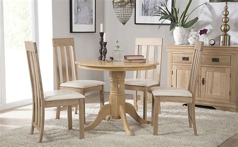 Kingston Round Dining Table And 4 Chester Chairs Natural Oak Finished