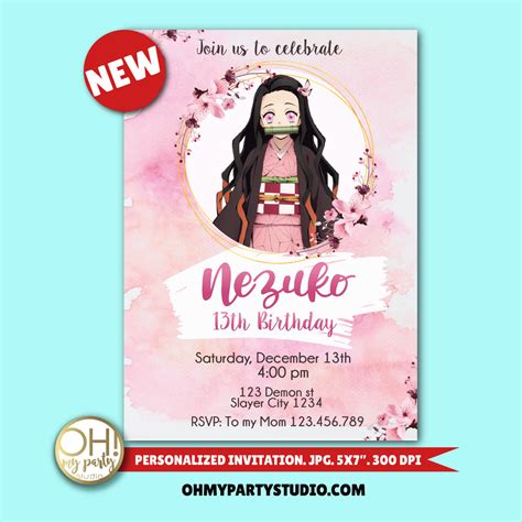 Nezuko Birthday Invitation