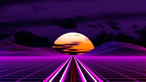 Sunset Synthwave Retrowave Horizon Digital Art 4k