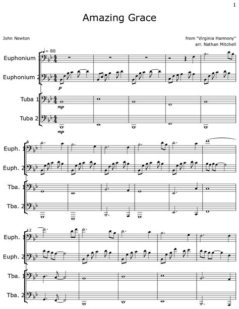 Amazing Grace Sheet Music For Euphonium Tuba