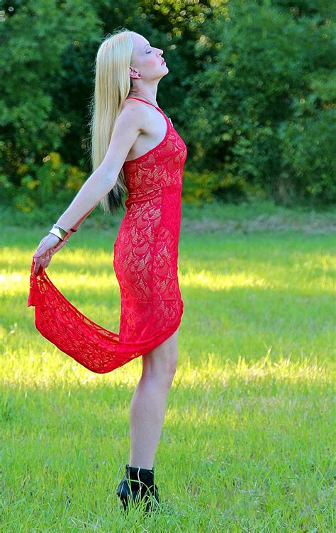 Woman Blonde Red Dress Pretty One Person One Woman Only Only