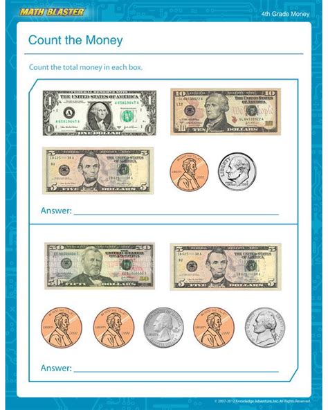 Worksheet will open in a new window. Count the Money - Free Math Worksheet for 4th Grade | Kids math worksheets, Money worksheets ...