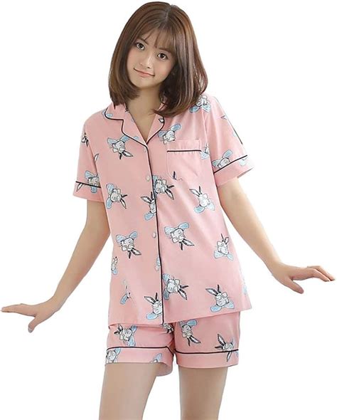 Pijamas Mujer Mujer Corta Manga Pijama V Cuello Verano Elegantes Un Solo Pecho Conjunto Festivo