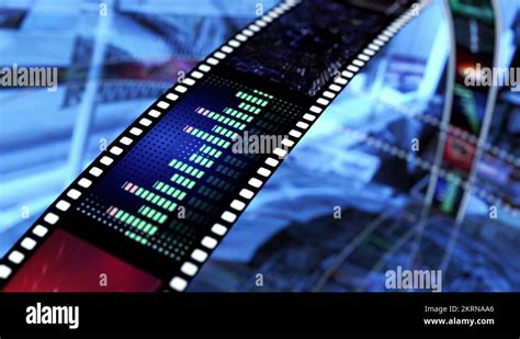 Animated Rotating Film Reels Black Blue And Red 4k Stock Video