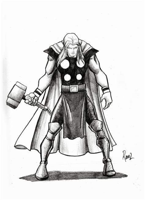Dibujos De Thor A Lápiz Dios De Asgard Para Imprimir