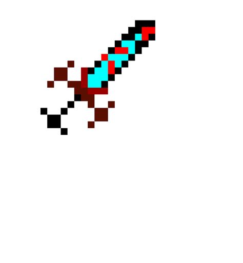 Fire Imbued Diamond Sword Pixel Art