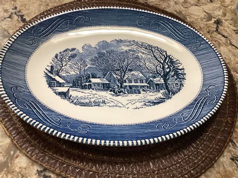 Currier And Ives Royal China 13 Serving Platter Etsy