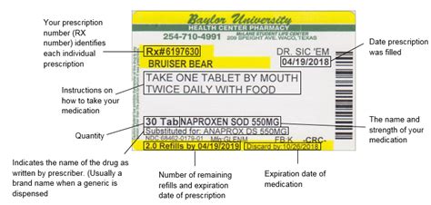 Reading Your Prescription Label Health Services Baylor University