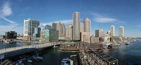Panoramic View Of Downtown Boston From Seaport District Stocksy