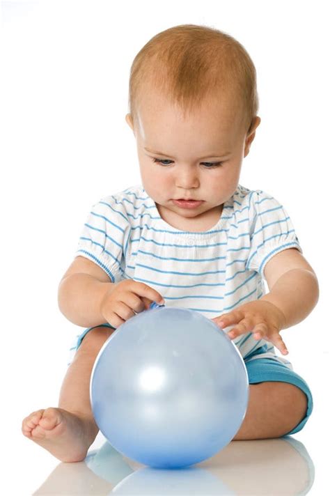 Sweet Baby With Balloon Stock Photo Image Of Blue Toddler 25600608