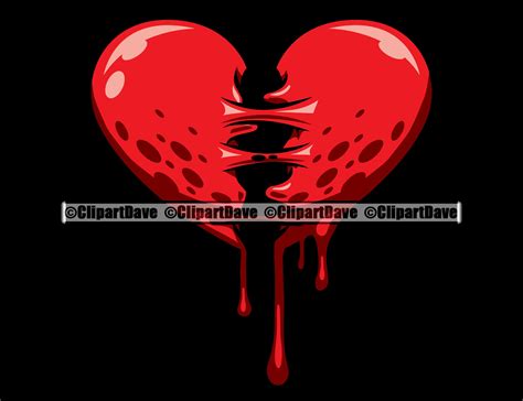 Bloody Broken Heart Svg Design Dripping Blood Ripped Apart Etsy