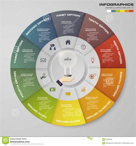 Abstract 10 Steps Modern Pie Chart Infographics Elementsvector