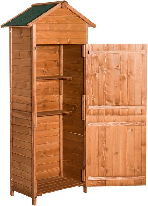 Buy Outsunny Wooden Shed Timber Garden Storage Shed Outdoor Sheds
