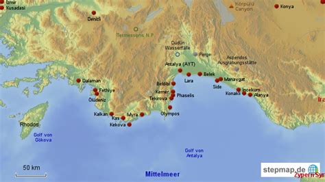 Die versunkene stadt kekova das türkische atlantis. StepMap - Türkei Küste - Landkarte für Deutschland