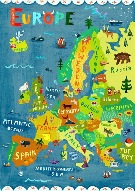 Illustration De Carte Europe Numérique Tirage Poster Par Chengel