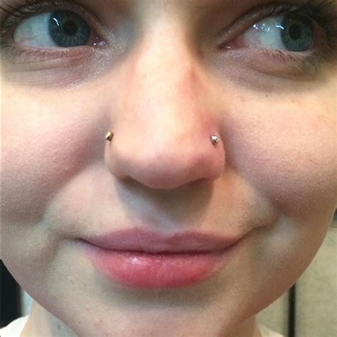 Paired Nostril Piercings Left Is Healed Right Is Fresh