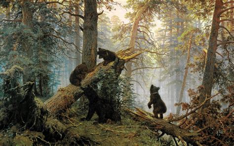 Download Wallpaper For 3840x2400 Resolution Bears Cubs Trees Forest