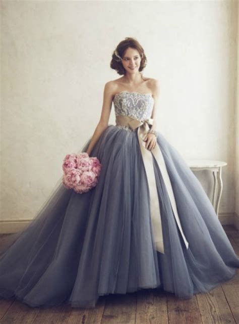 Gray Ball Gown Sweetheart Tulle Appliques With Sash Wedding Dress