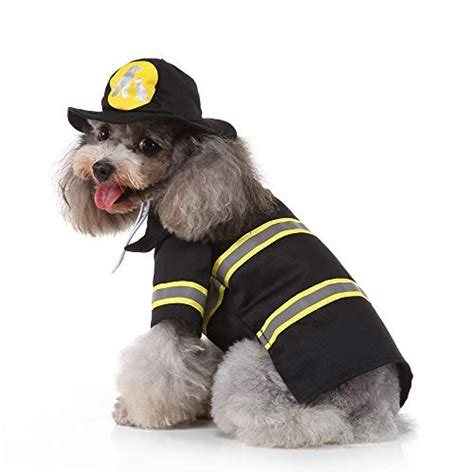 Ehdching Firefighter Dog Costume Halloween Pet Fireman Costume Dog