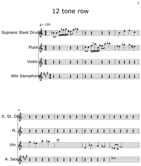 12 Tone Row Sheet Music For Soprano Steel Drums Flute Violin Alto