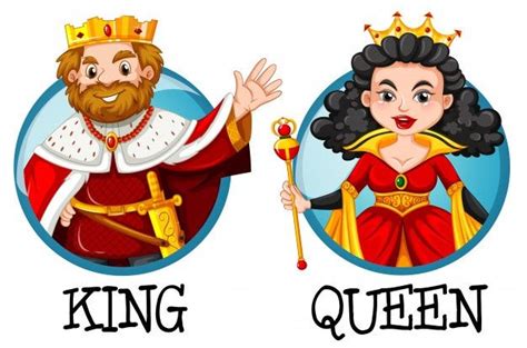 Free Vector King And Queen On Round Badges King Queen Vector Free