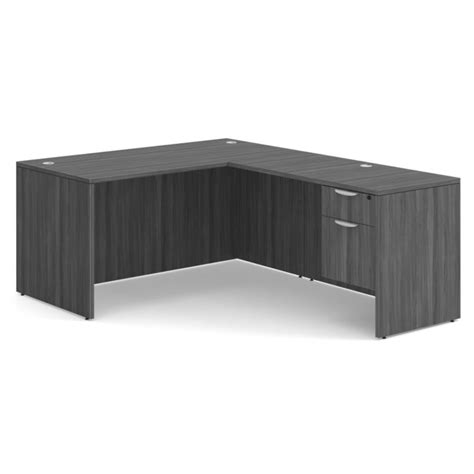 Grey L Shape Desk With 1 Boxfile Pedestal Nj Office Furniture Depot