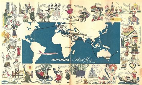 Air India Route Map India Map Air India Vintage Travel Vintage