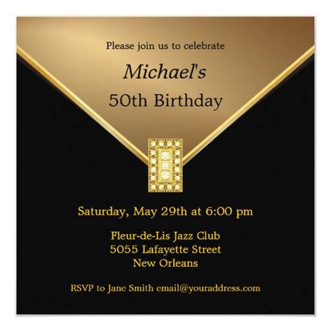 Elegant Gold Black 50th Birthday Party Invitations Au