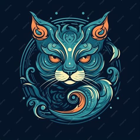 Premium Photo Colorful Cat Head Logo Design Ai Generated Art