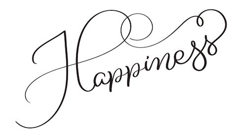 Happiness Word On White Background Hand Drawn Calligraphy Lettering