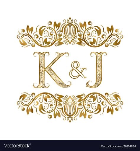 k and j vintage initials logo symbol letters vector image