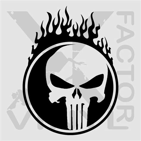 Flaming Punisher Skull Vinyl Dicut Decal 4 Sizes14 Colors