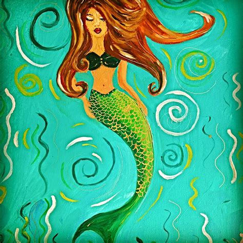 Whimsical Mermaid Painting Mermaid Painting Painting Whimsical Art