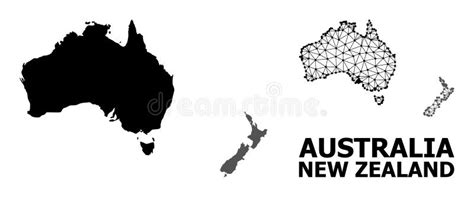 Solid And Network Map Of Australia And New Zealand Stock Vector