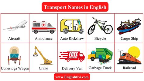 Transport Names In English With Pictures Englishtivi