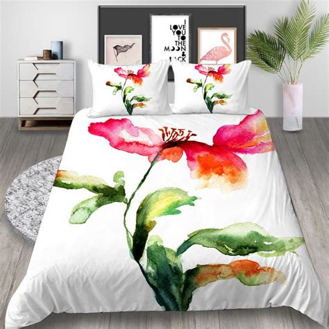 Watercolor Painted Bedding Set Queen Artistic Flower Fresh 3d Duvet Cover King Simple Home Deco