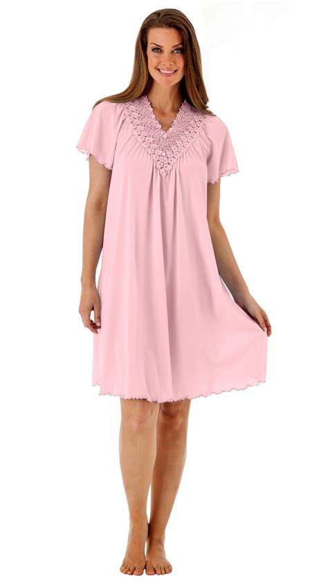 Womens Short Embroidered Lace Nightgown Shadowline