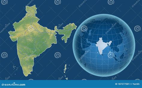 India Physical Country And Globe Isolated Stock Illustration