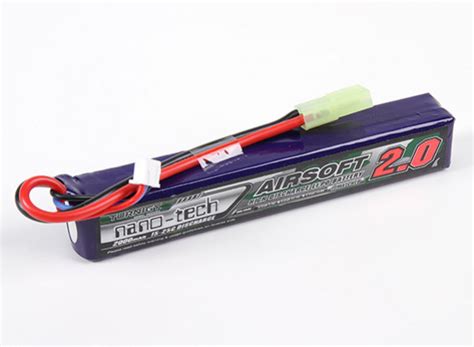 The common factor between airsoft batteries is the amount of energy they can store called mah. Turnigy nano-tech 2000mah 2S 15~25C Lipo AIRSOFT Pack