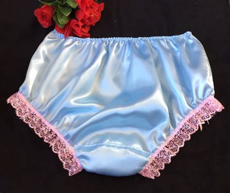 Baby Blue Soft Satin Pantiesfull Cut Sissy Knickers Pink Etsy
