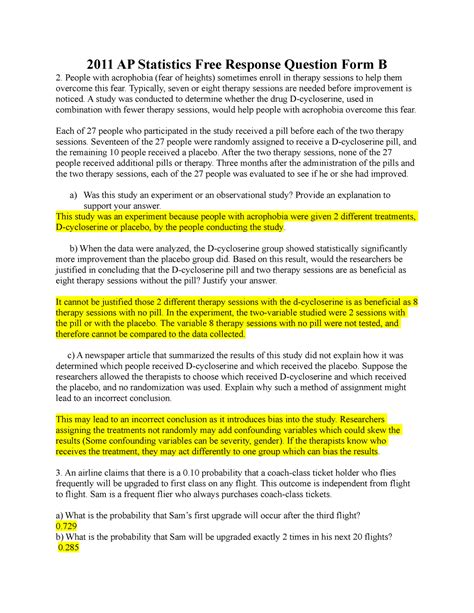 Ap Statistics Free Response Questions For Parachute Questions Sale