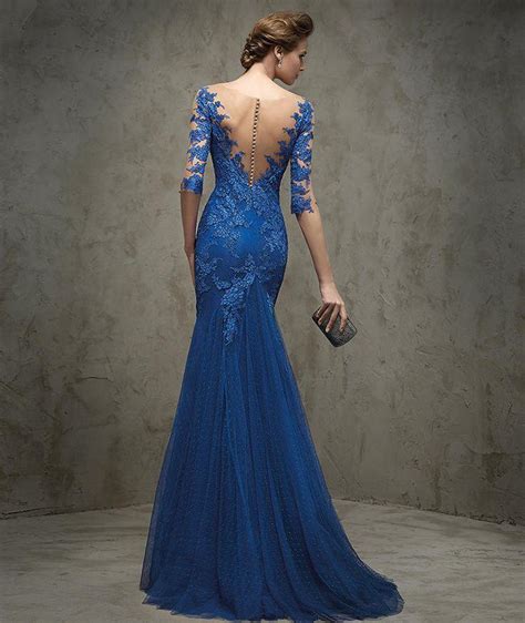 Pronovias Fraenze Blue Lace Cocktail Dress 2357293 Weddbook