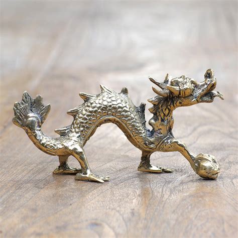 Hand Crafted Brass Dragon Statuette Dragon Walking Novica