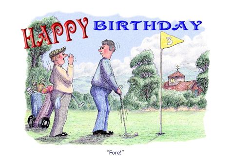 Happy Birthday Golfing Humour Cartoon A5 Funny Blank Greeting Card By Armand Foster Etsy